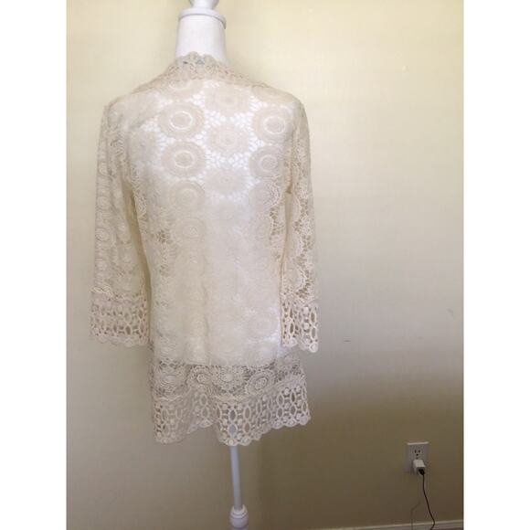 Solitaire Swim Cover Up Lace Cream Beige Lace Cover Up Size M - Picture 10 of 16